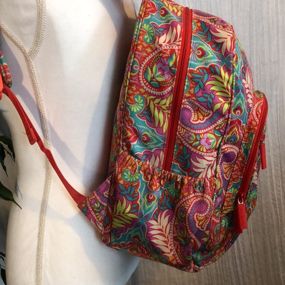 VERA BRADLEY Iconic Campus Floating Garden SZ XL triple zip canvas tropical - Picture 3 of 16